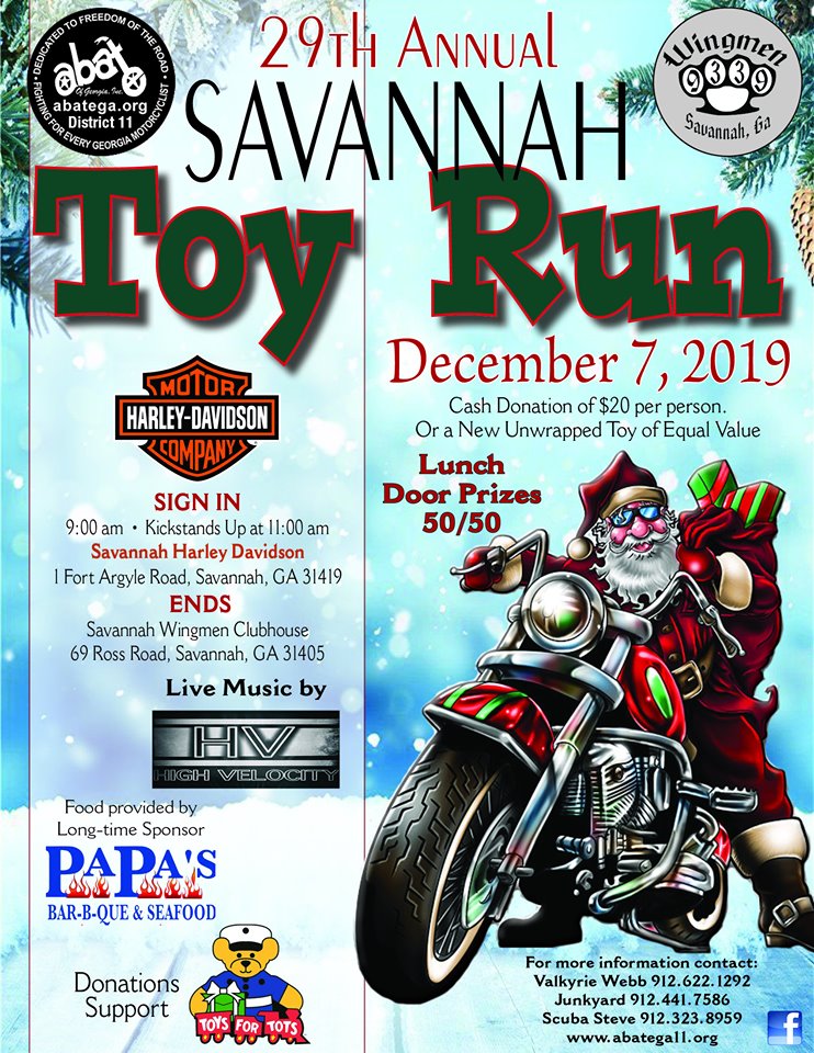 ABATE of Georgia, District 11/Savannah Wingmen Savannah Toy Run @ Savannah Harley-Davidson | Savannah | Georgia | United States