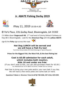Jr ABATE Fishing Derby @ Pat's Place | Bloomingdale | Georgia | United States