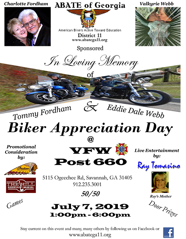 ABATE of Georgia, District 11 - Biker Appreciation Day @ VFW Post 660 | Savannah | Georgia | United States