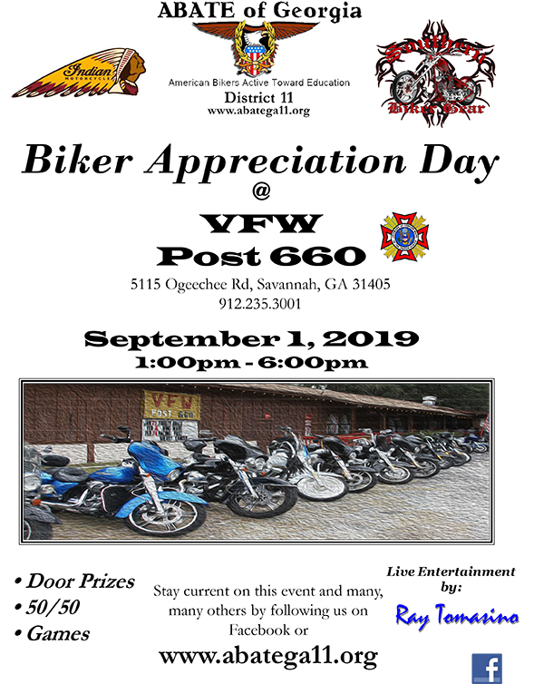 ABATE of Georgia, District 11 - Biker Appreciation Day @ VFW Post 660 | Savannah | Georgia | United States