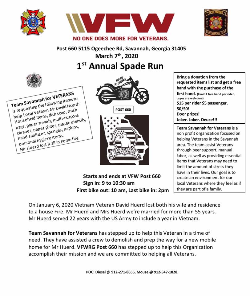 VFW Riders - 1st Annual Spade Run @ VFW Post 660 | Savannah | Georgia | United States