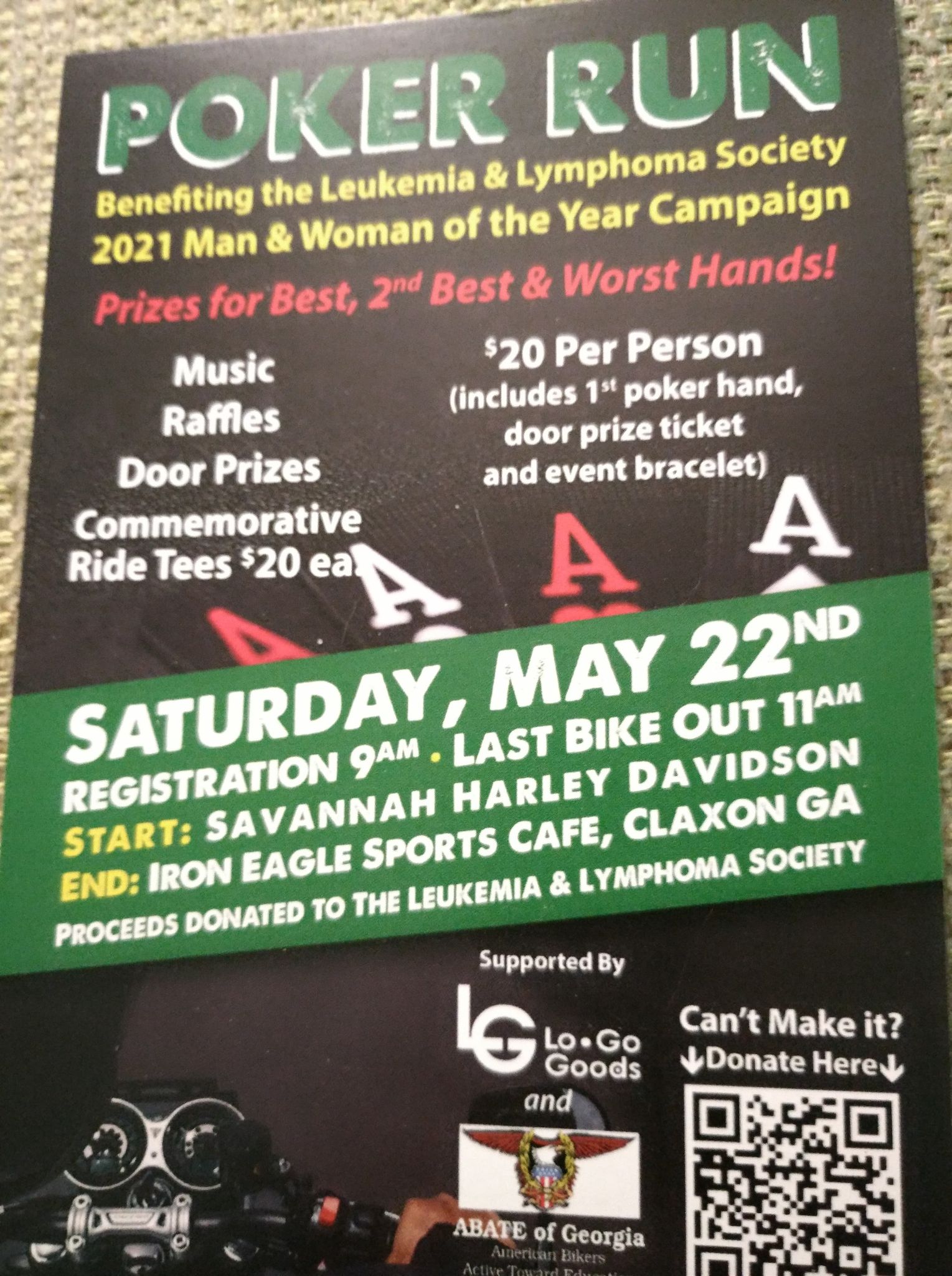 Poker Run to benefit Leukemia & Lymphoma Society @ Savannah Harley-Davidson | Savannah | Georgia | United States