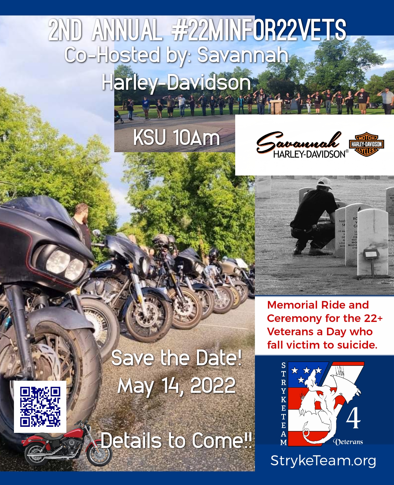 StrykeTeam - 2nd Annual #22MINFOR22VETS @ Savannah Harley-Davidson | Savannah | Georgia | United States