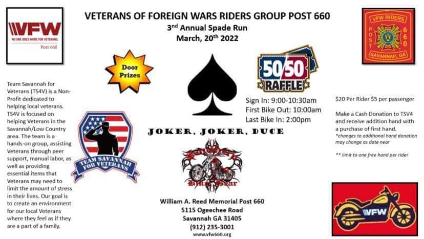 3rd Annual VFW Riders Spade Run @ VFW Post 660 | Savannah | Georgia | United States