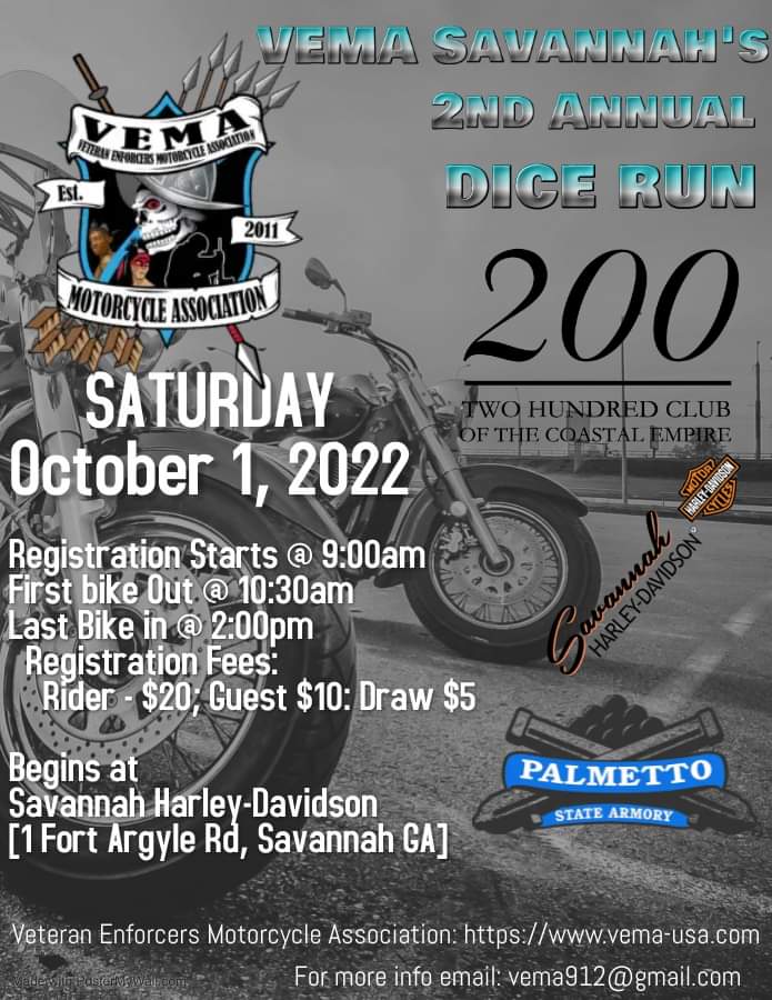 VEMA Savannah's 2nd Annual Dice Run @ Savannah Harley-Davidson | Savannah | Georgia | United States