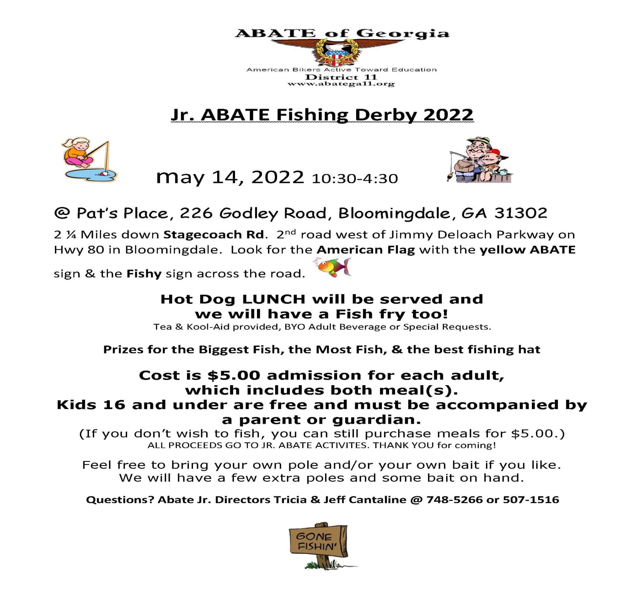 Jr ABATE Fishing Derby @ Pat's Place | Bloomingdale | Georgia | United States