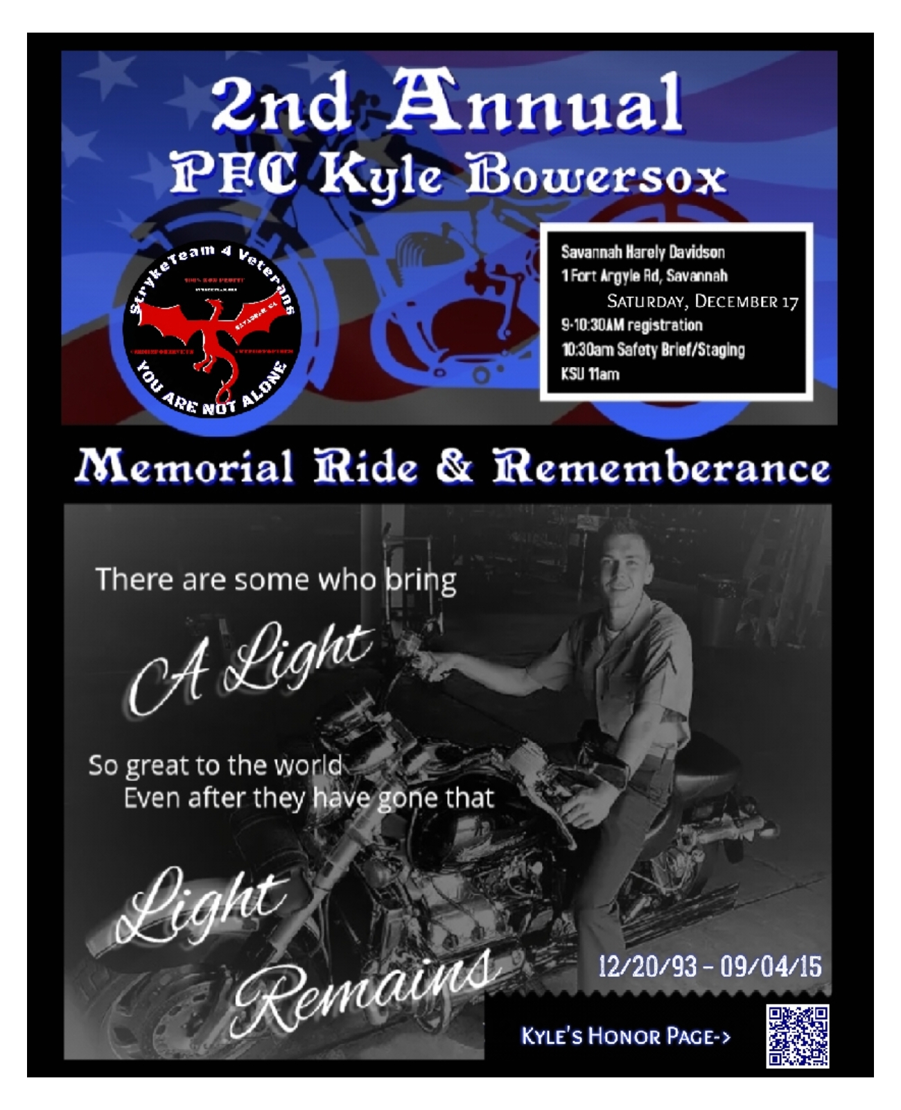 StrykeTeam - 2nd Annual PFC Kyle Bowersox Memorial Ride @ Savannah Harley-Davidson | Savannah | Georgia | United States