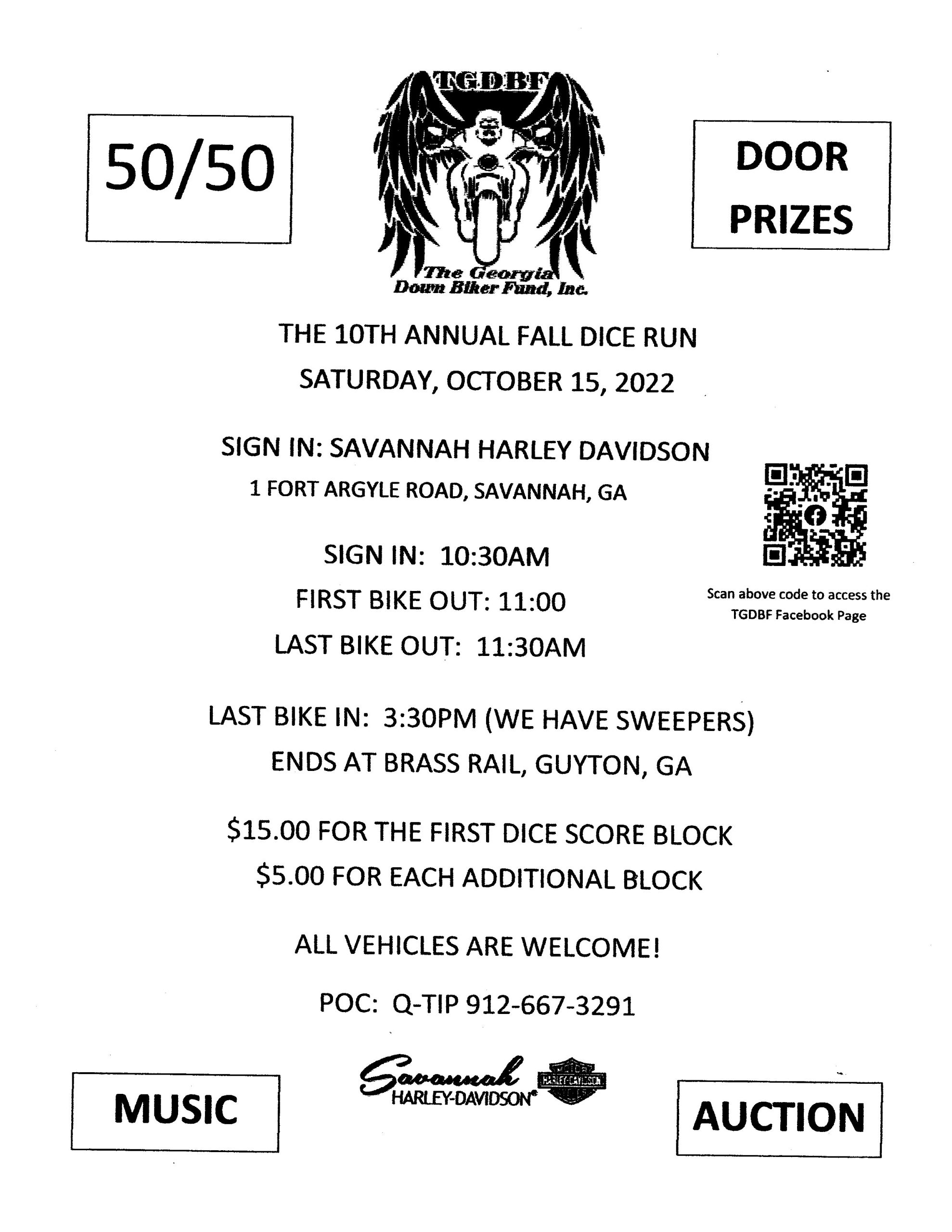 GDBF - 10th Annual Fall Dice Run @ Savannah Harley-Davidson | Savannah | Georgia | United States