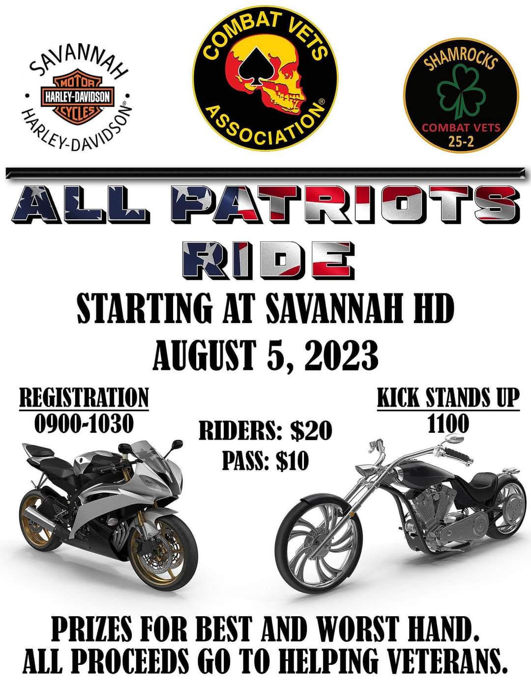 Combat Vets - All Patriots Ride @ Savannah Harley-Davidson | Savannah | Georgia | United States