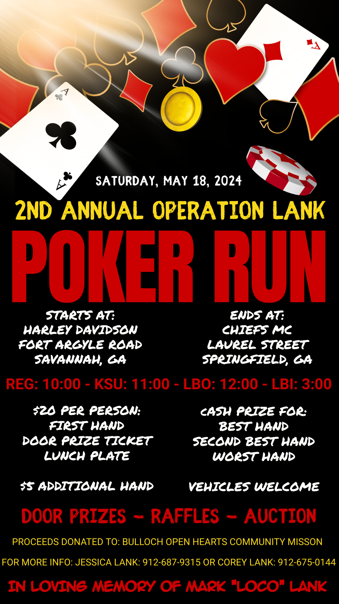 Chiefs MC - 2nd Annual Operation Lank Poker Run @ Savannah Harley-Davidson | Savannah | Georgia | United States