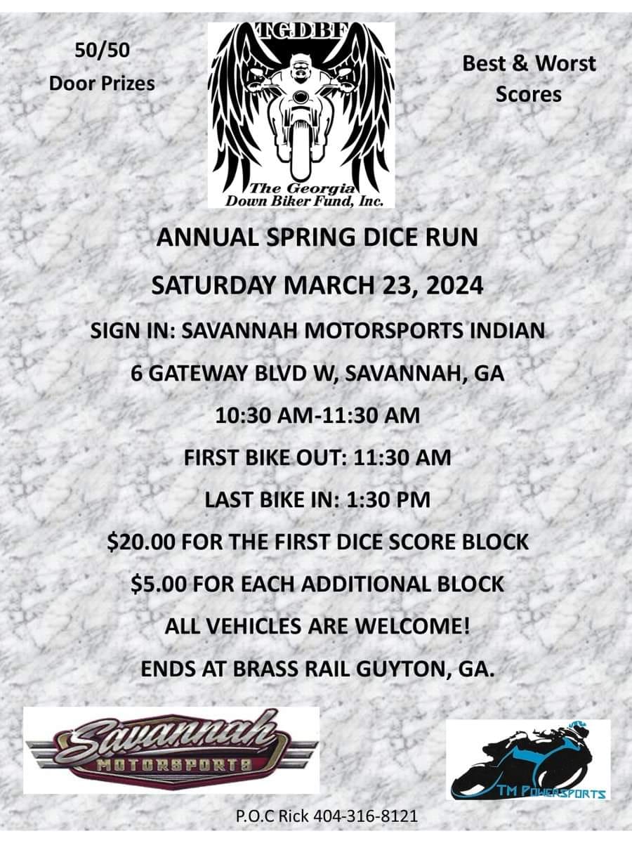TGDBF - Annual Spring Dice Run @ Savannah Indian Motorsports | Savannah | Georgia | United States