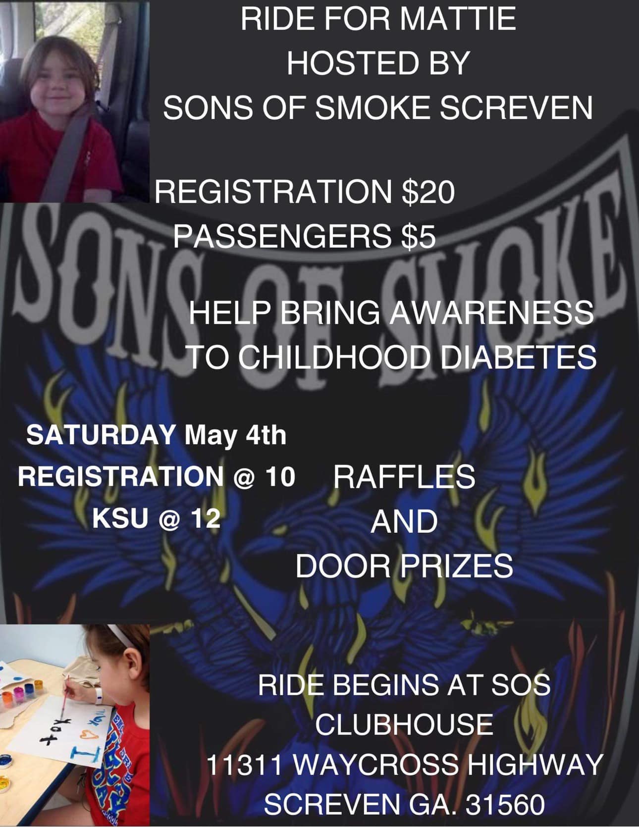 Sons of Smoke - Ride for Mattie @ SoS Clubhouse | Screven | Georgia | United States