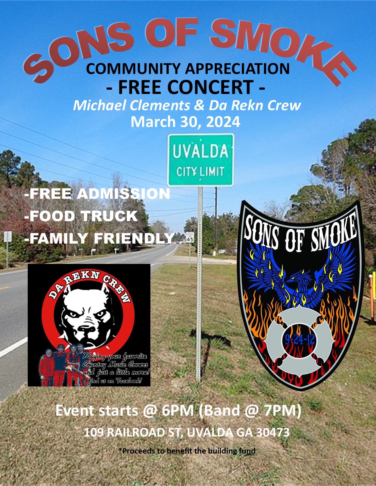 Sons of Smoke - Community Appreciation Free Concert @ Uvalda | Georgia | United States